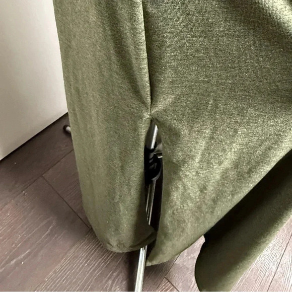 Womens OLIVE GREEN HEATHERED MAXI DRESS Side Slits POCKETS Elastic Waist - Picture 8 of 11